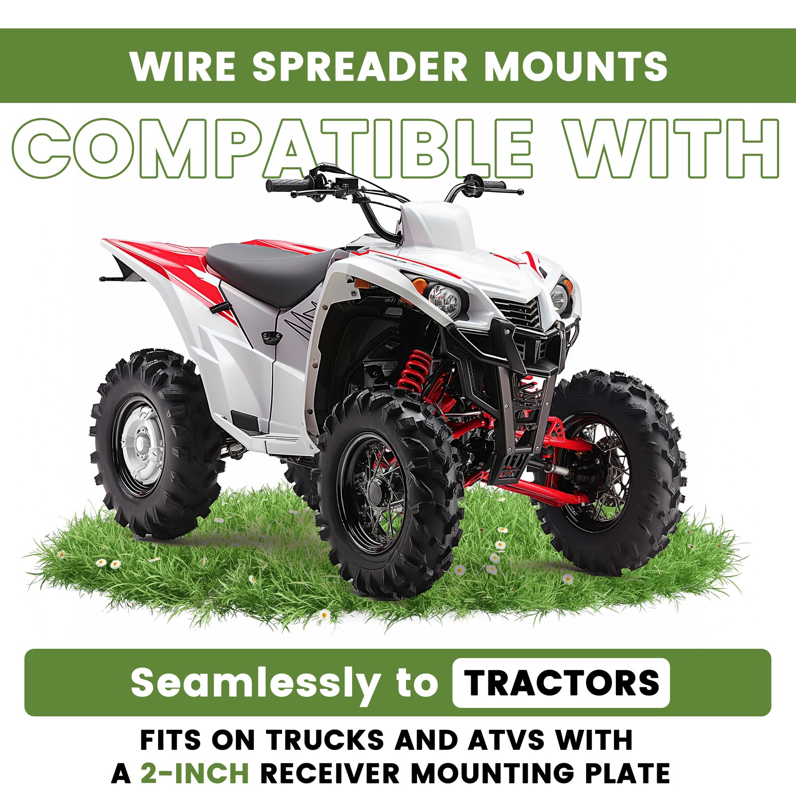 Barbed Wire Unroller Bolt-On ATV Adaptor with 2″ Receiver Hitch For Fencing