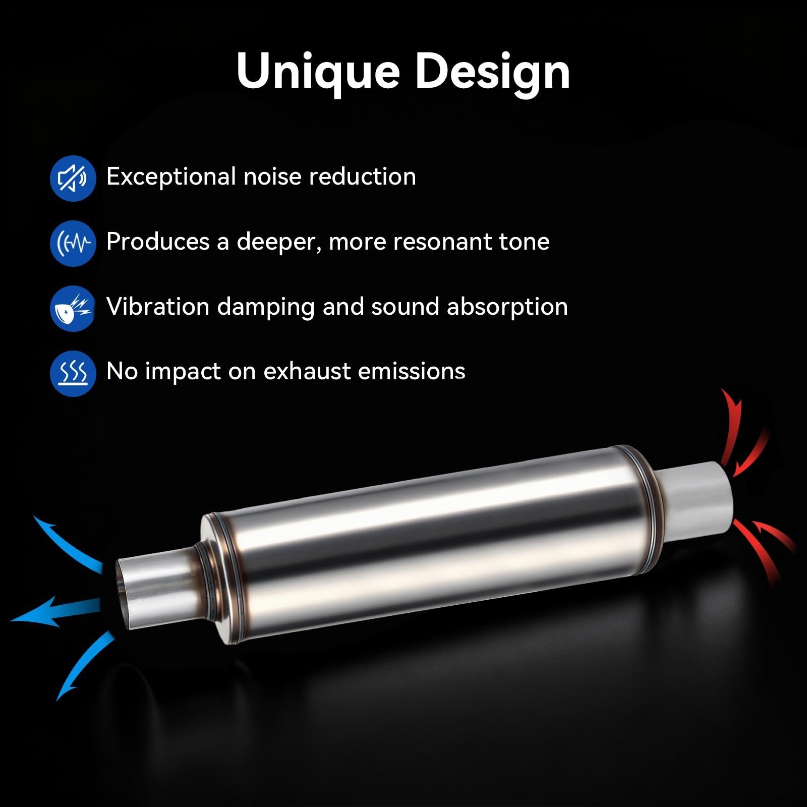 2.5″ Performance Muffler Stainless Steel Straight-Through | Universal Fit Exh…