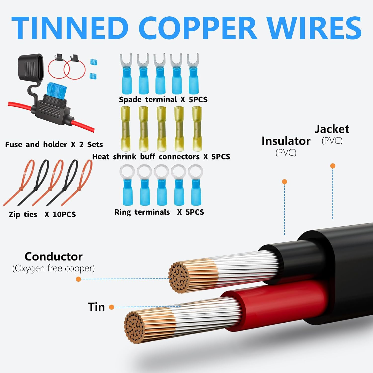 16 Gauge Wire 2 Core Conductor Duplex Marine Grade Dual Twin 16AWG Electrical Ca
