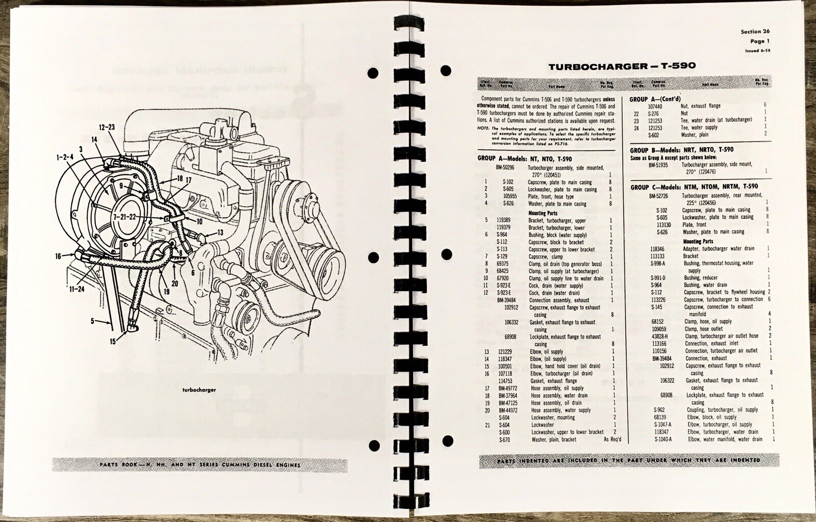 Cummins NHHHTC-335 NTC-350 NTCE-350 NTCC-350 Engines Service Manual Parts Set
