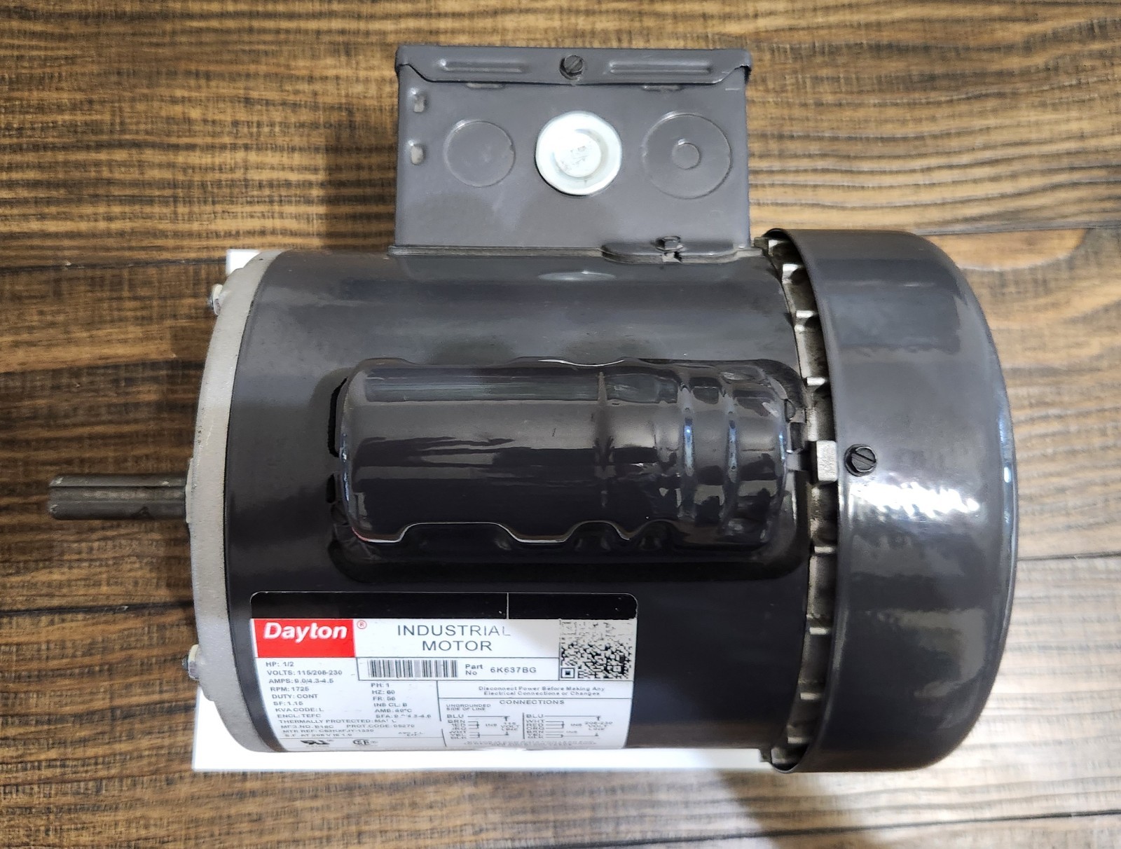 Dayton 6K637BG Industrial Motor 1/2 HP 1725 RPM Frame 56 TEFC 115/208-230V…