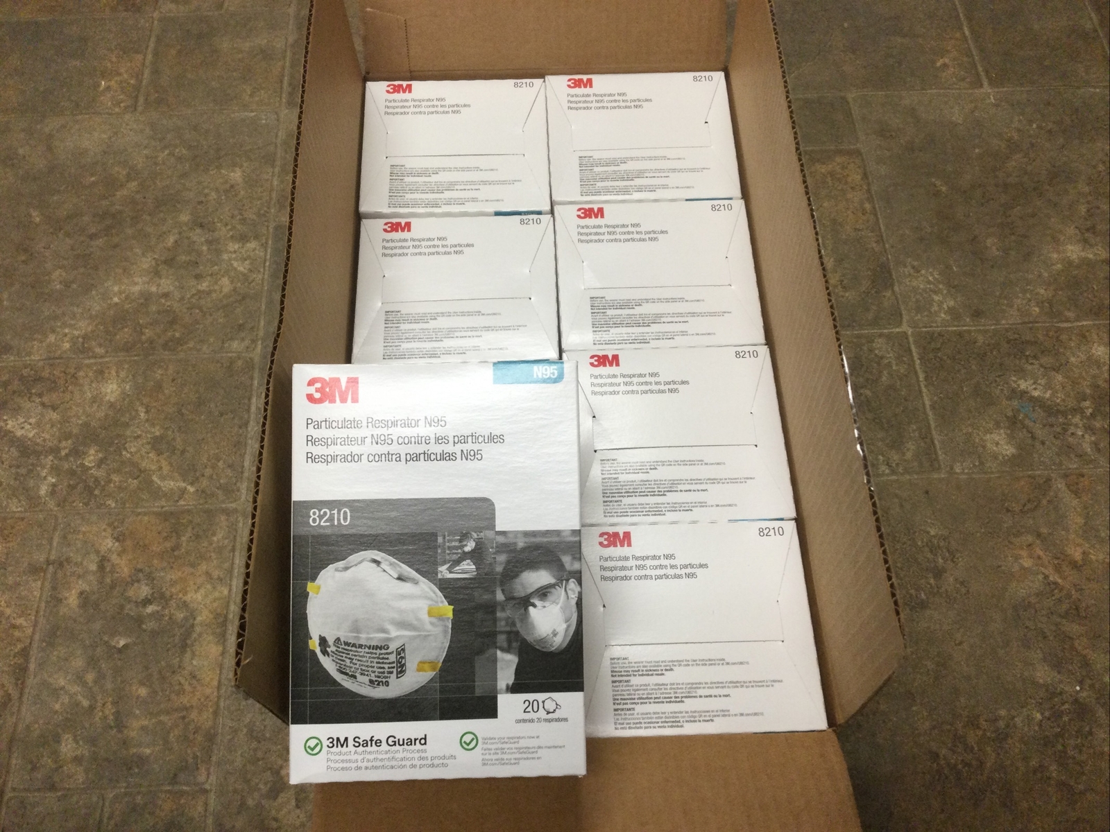 8 Boxes Of 20 – 3M 8210 N95 Disposable Particulate Respirator Mask – (S1topA4)