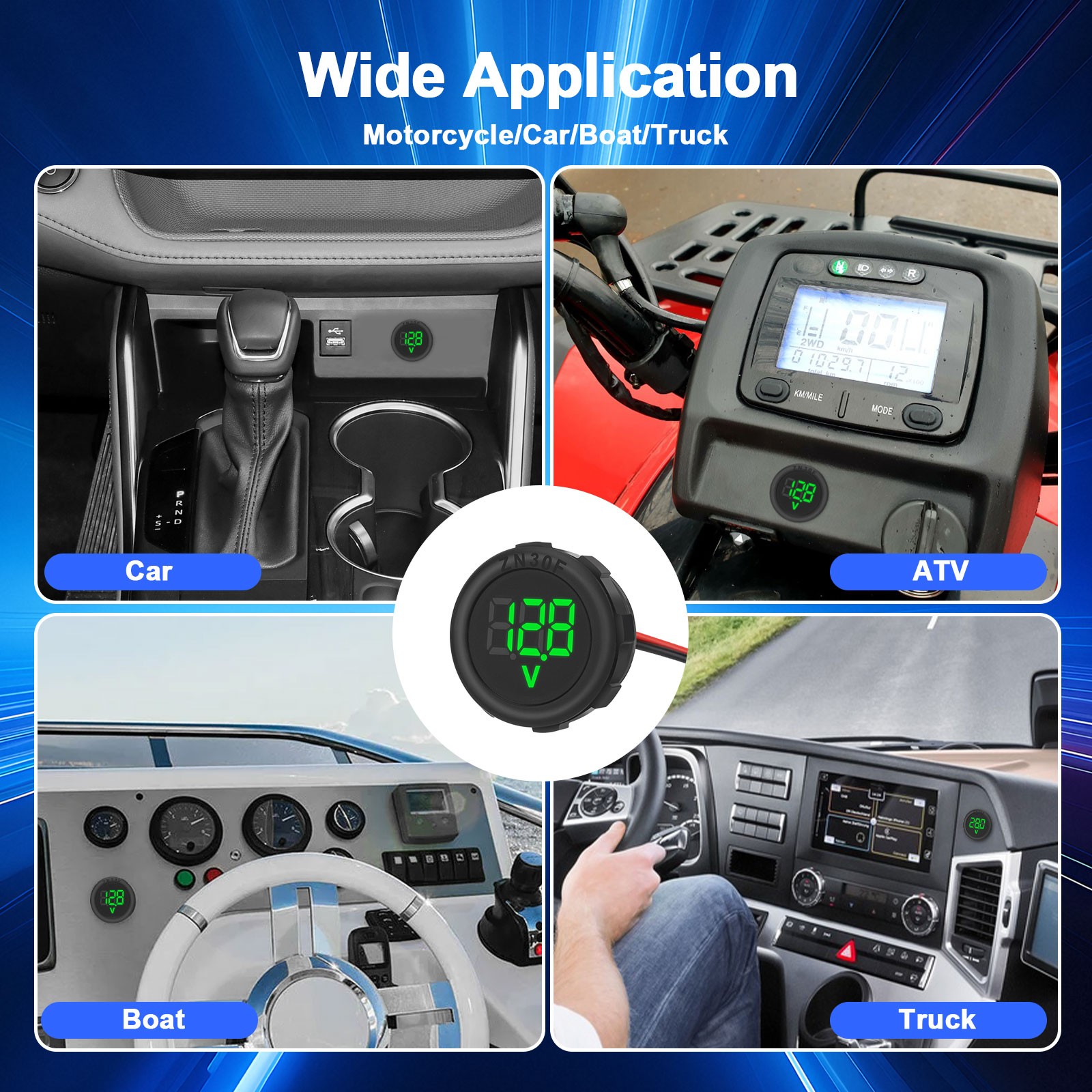 4V-100V Waterproof Car Battery Meter Voltmeter LED Digital Display Voltage Gauge