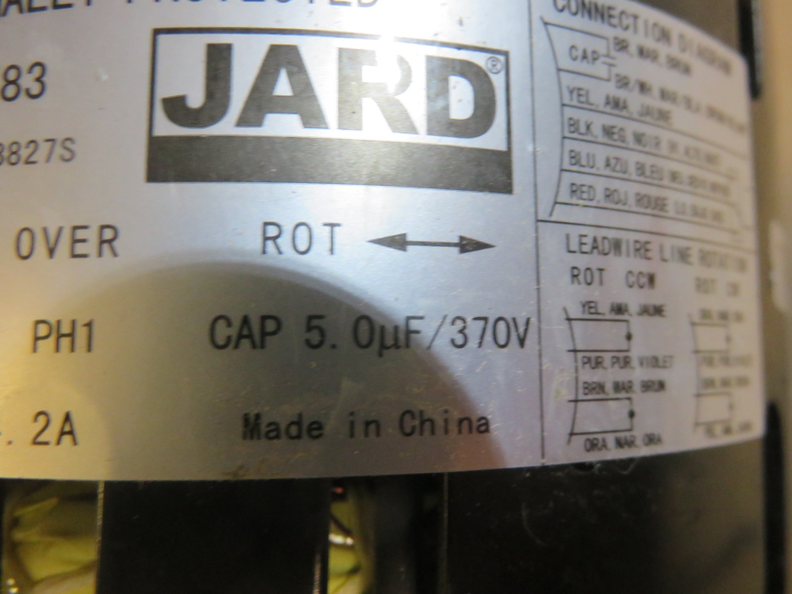 Furnace Blower Motor Jard 22583 1/4 HP 115 volt Reversible Universal Replacement