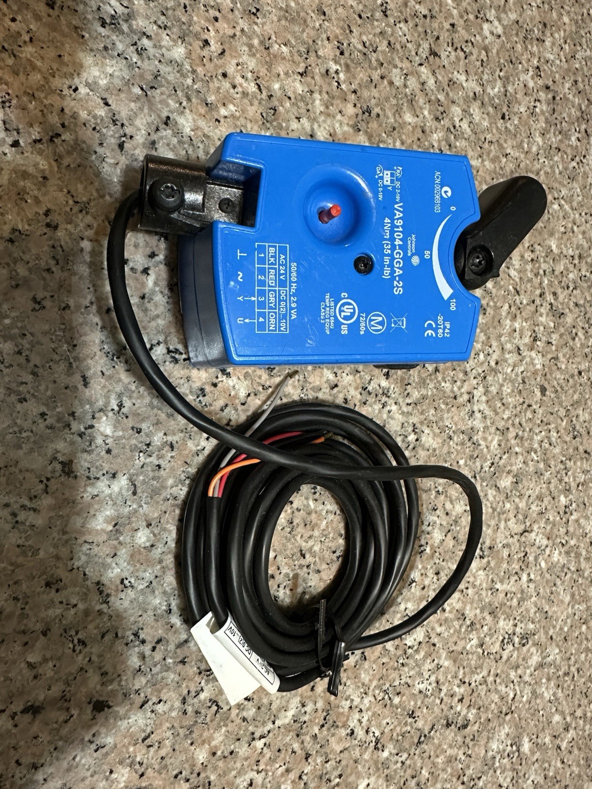 Johnson Controls VA9104-GGA-2S Elec Act, 35 In.-Lb., Proportional, 24Vac
