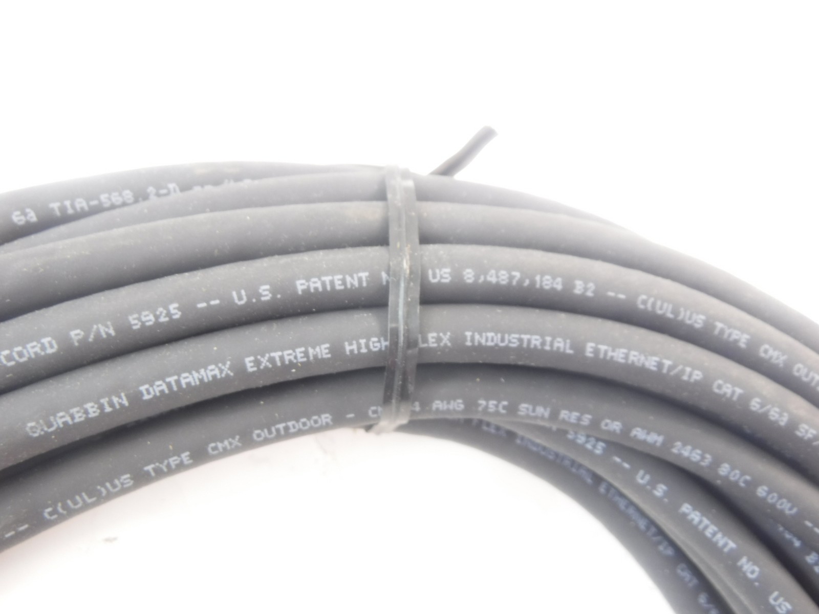 40’L Quabbin 24AWG 4P Cat 6/6A Hi Flex AWM Black Shielded TPE Ethernet Cable 592