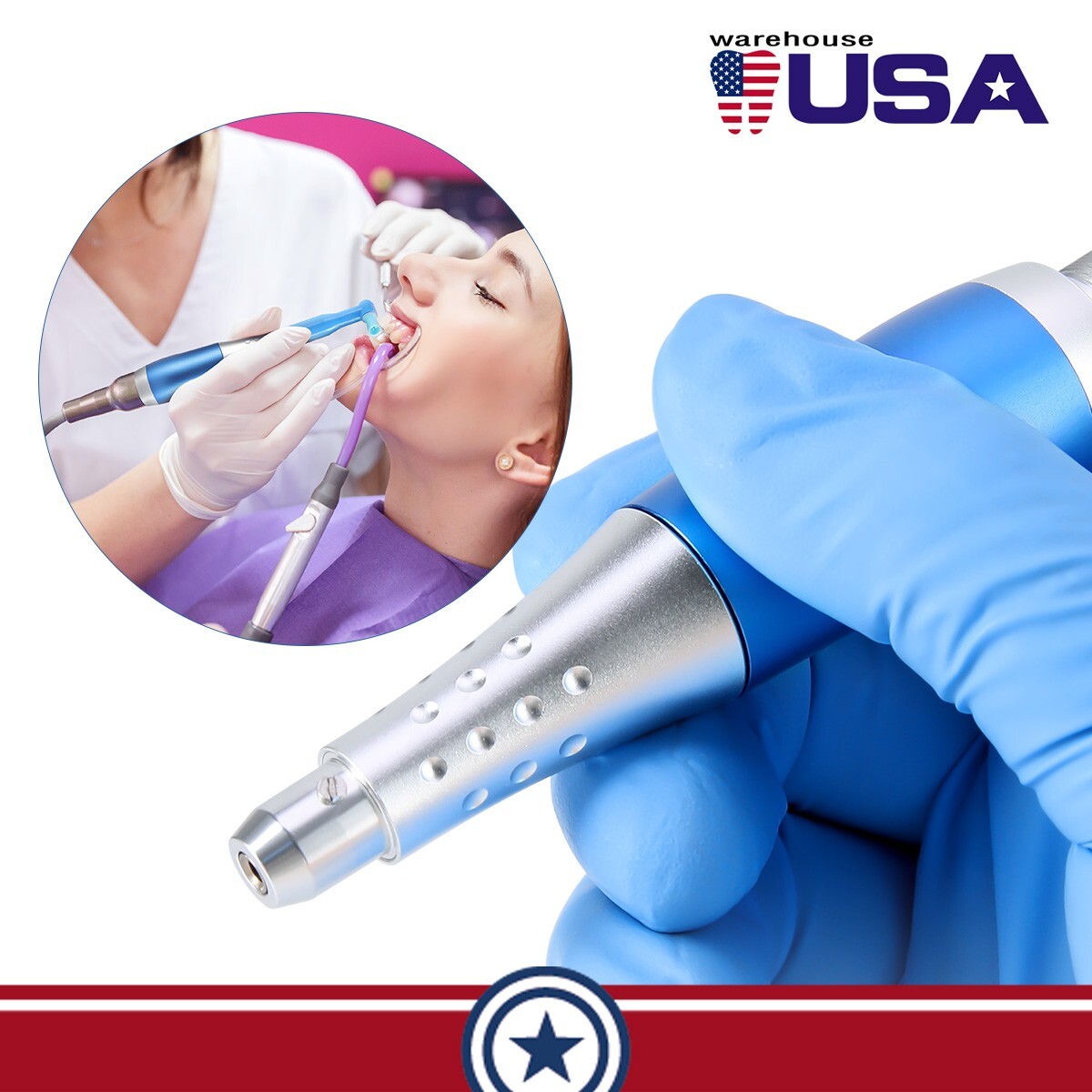 Dental Hygiene Prophy Handpiece Air Motor 4 Holes & 4:1 Nose cone