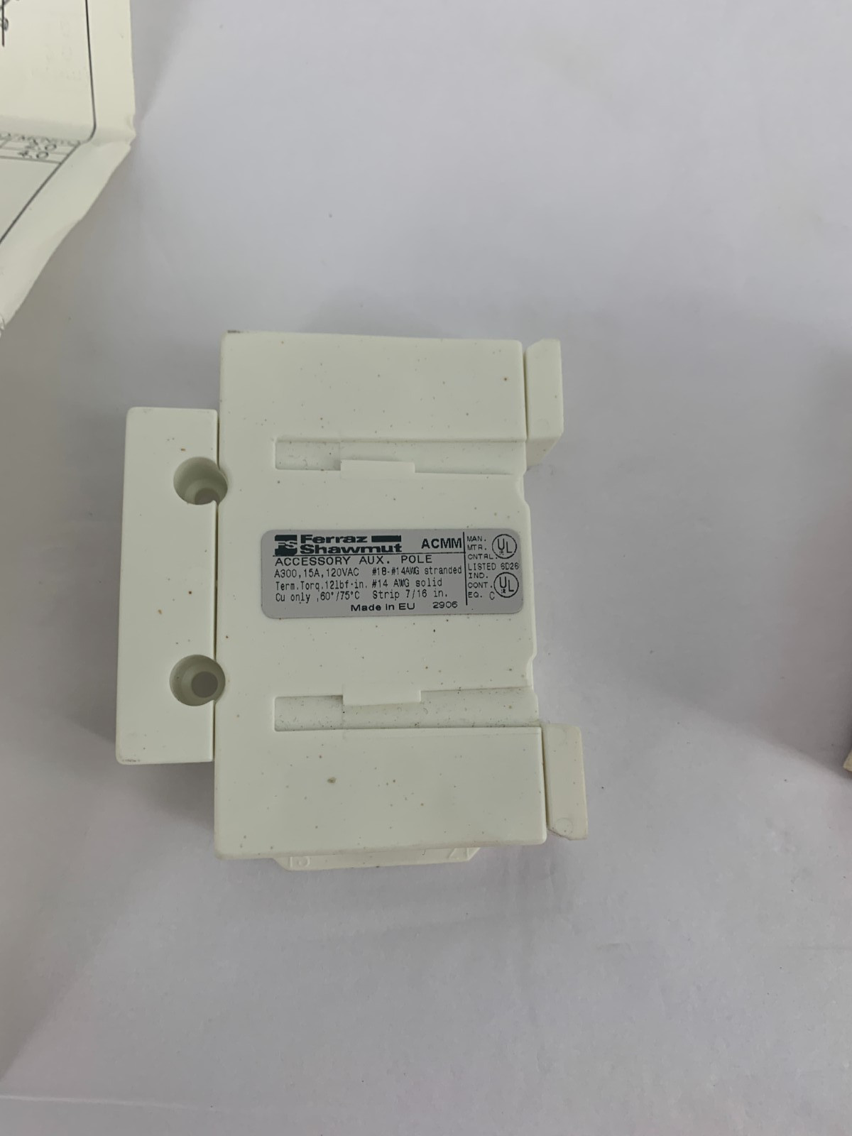 Mersen Ferraz Shawmut ACMM Auxiliary Contact Module 15A 120VAC 1 NO/1 NC