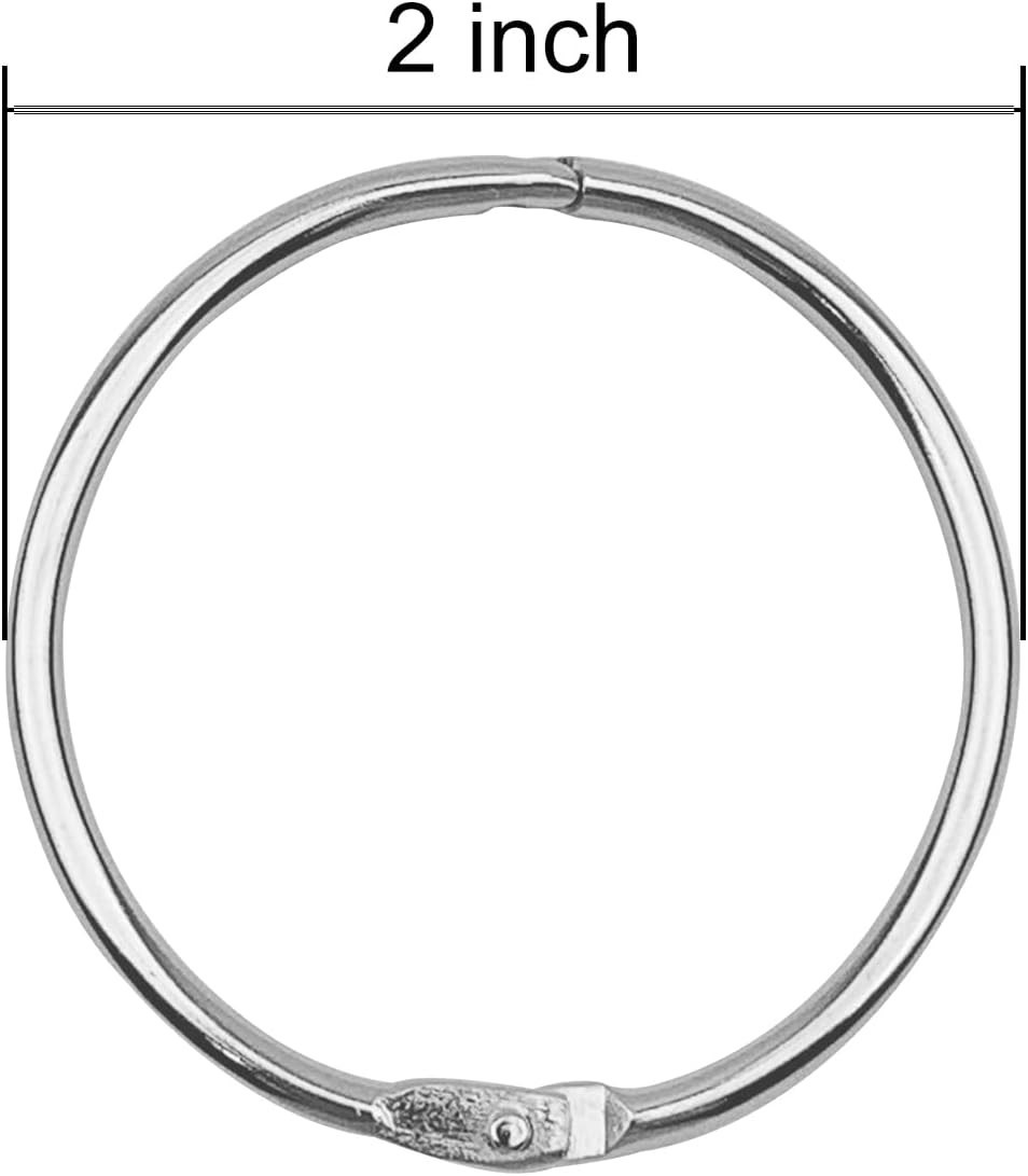 2 Inch (15 Pack) Loose Leaf Binder Book Rings, with Metal 2inch, Silver