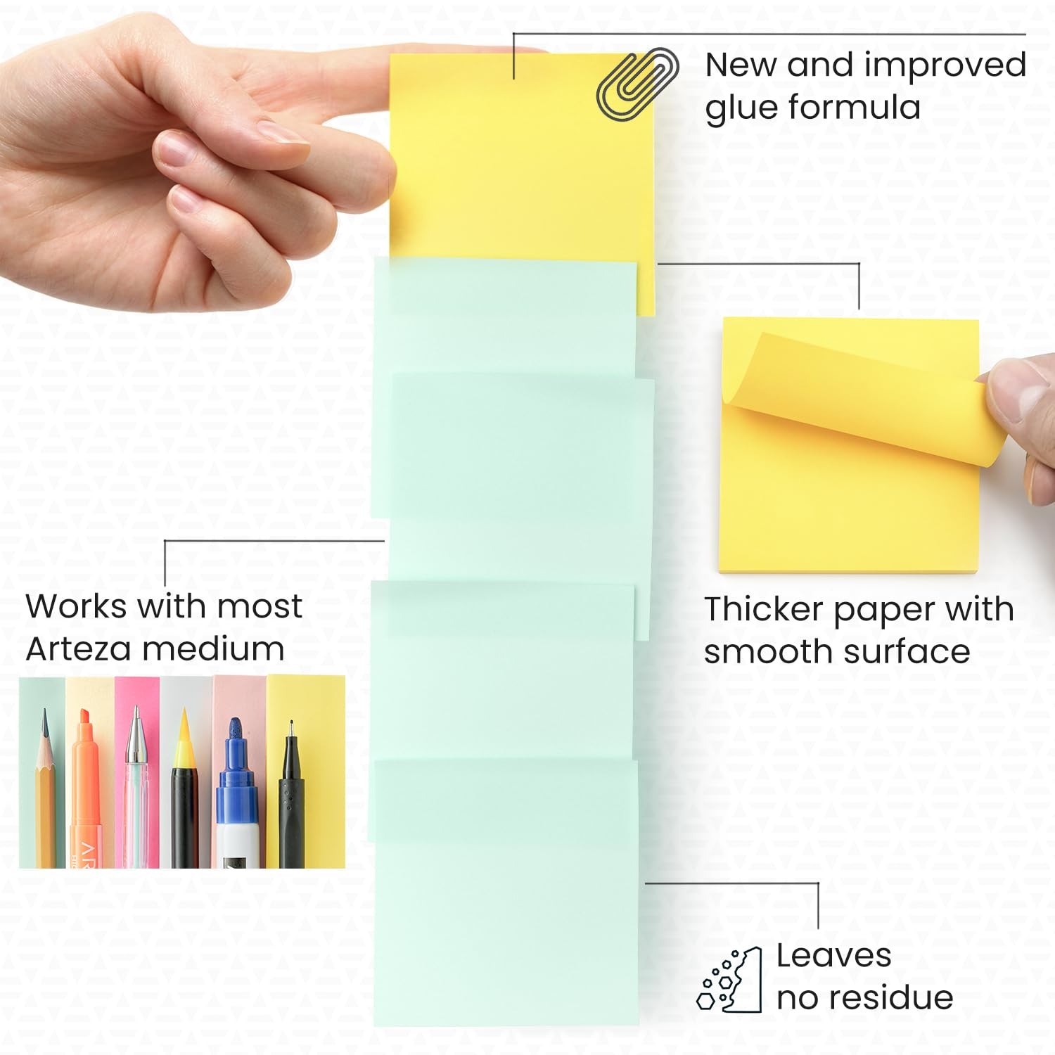 ARTEZA Sticky Notes 3×3 Inches, 48 Sticky Pads, Bulk Sticky Note Pads, Assorted