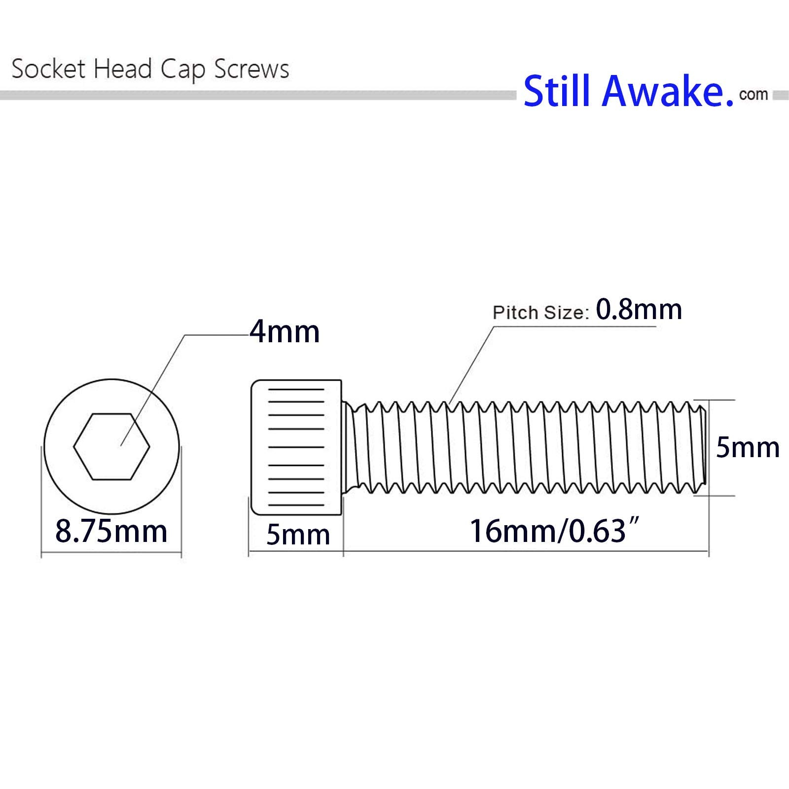 30 Pcs M5-0.8 x 16mm Hex Socket Head Cap Screws, 12.9 Grade Alloy Steel, Alle…