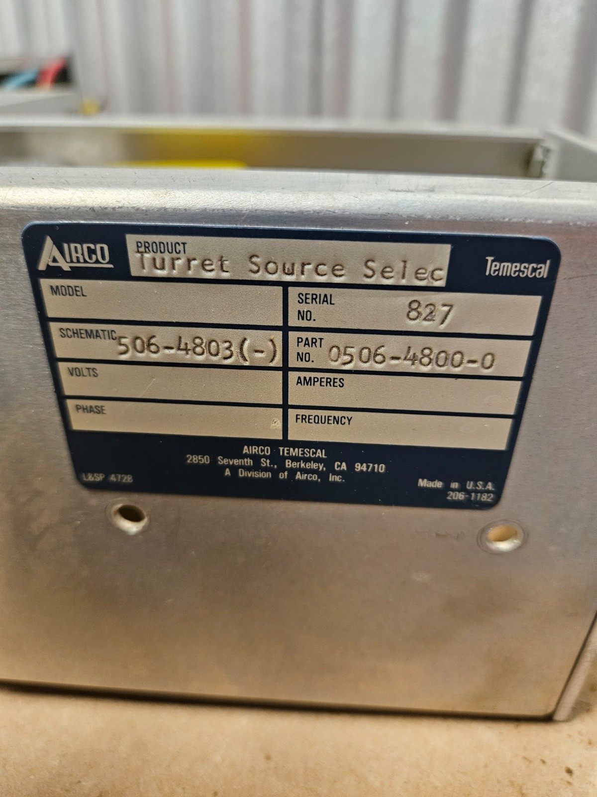 Airco Temescal Turret Source Selector + Shutter Control Module – BDJ-1800 E-Beam