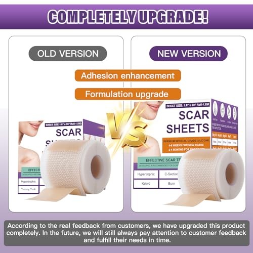 Medical Grade Silicone Scar Tape Roll 1.6″ x 59″ Reusable Sheet for Surgery Burn