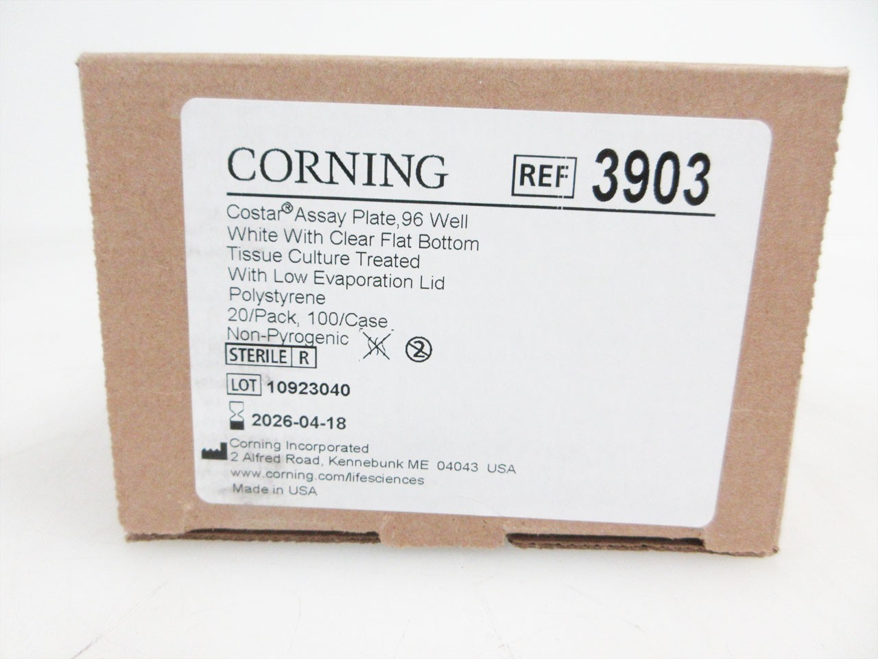 BOX 20 CORNING 3903 COSTAR 96-WELL CLEAR BOTTOM WHITE MICROPLATE EXP 2026-04-18