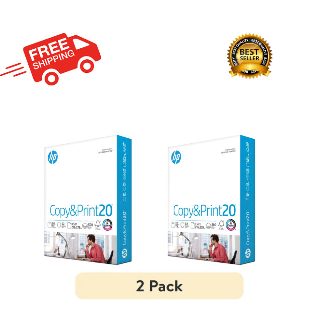 (2 Pack) HP Copy & Print20, 20lb, 8.5 x 11, 1 Ream (500 Sheets)