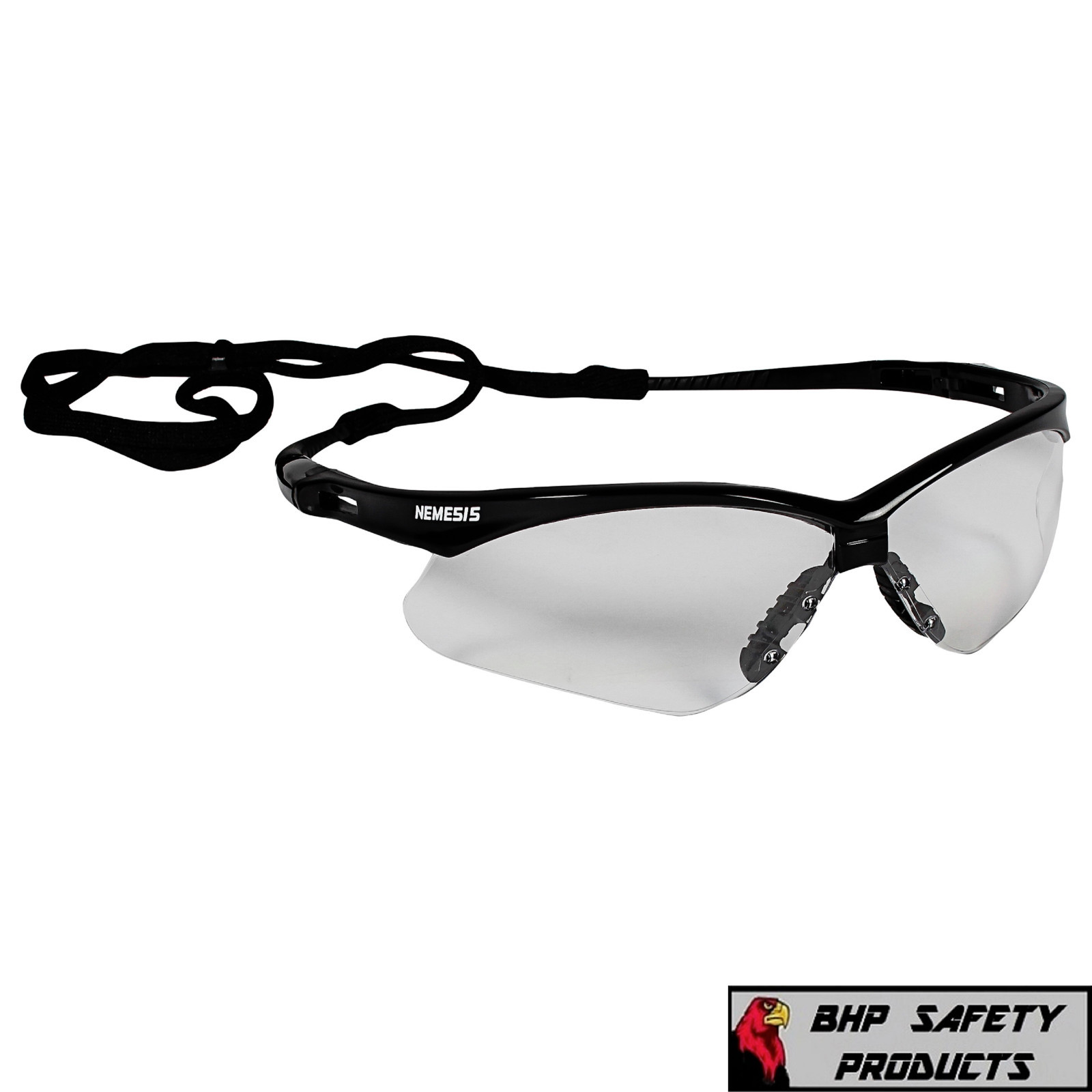 12 PAIR KLEENGUARD NEMESIS SAFETY GLASSES BLACK FRAME/CLEAR LENS 25676 GUN RANGE