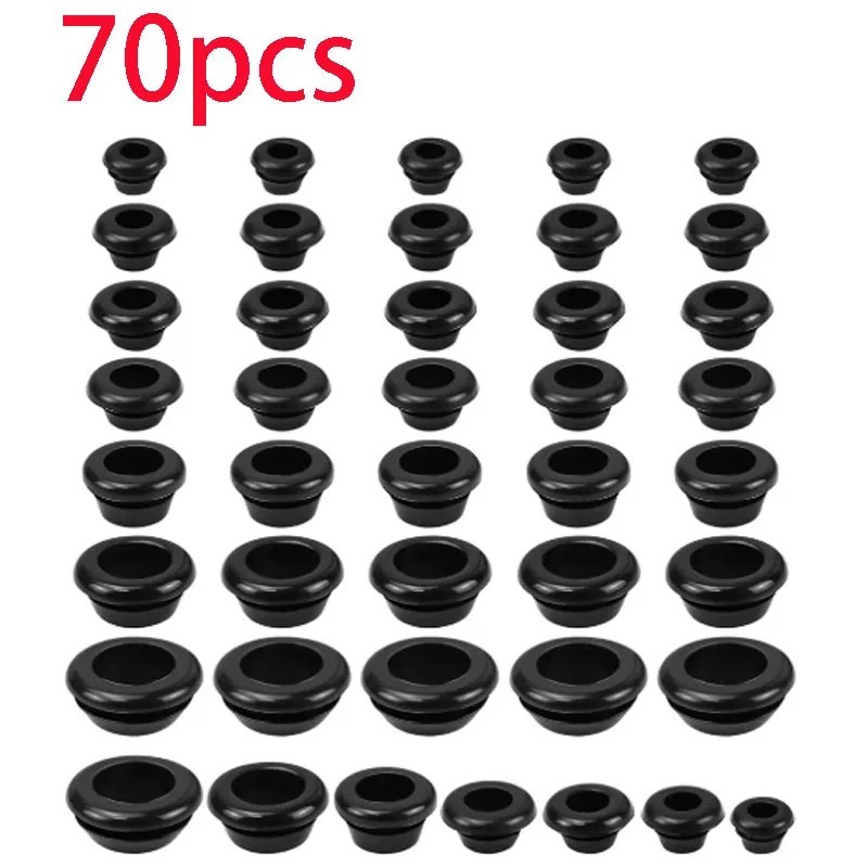 70Pcs Rubber Grommet Kit, Cable Wire Hole Grommets for Automotive Wiring & Elect
