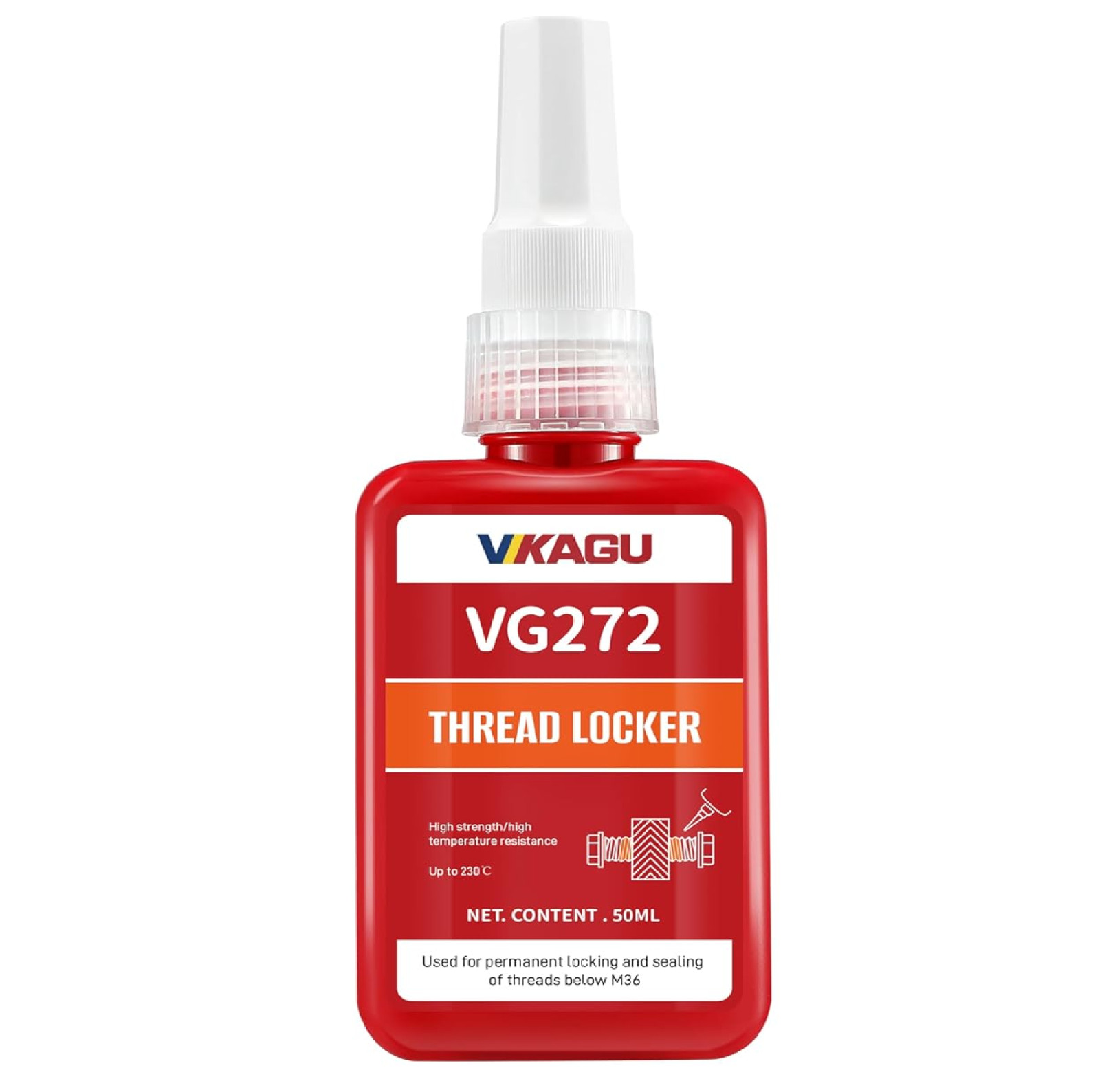VIKAGU 272 Orange High Temp High Strength Threadlocker – Glue Resists 230°C Heat