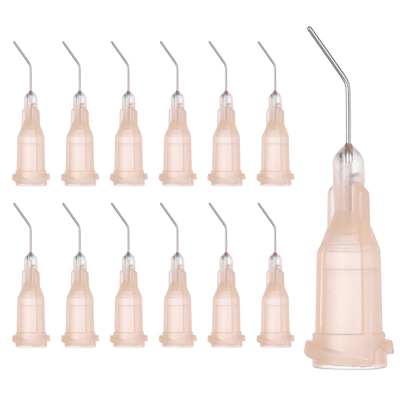 25Pcs 0.5Inch 26Ga 45° Angled Dispensing Needles, Light Brown