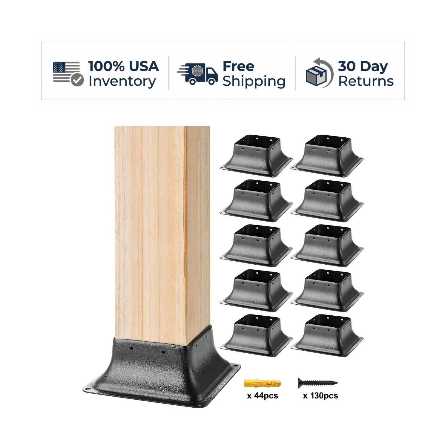 VEVOR 4×4 Post Base 10Pcs Heavy Duty Steel Wood Post Anchor Bracket Railing