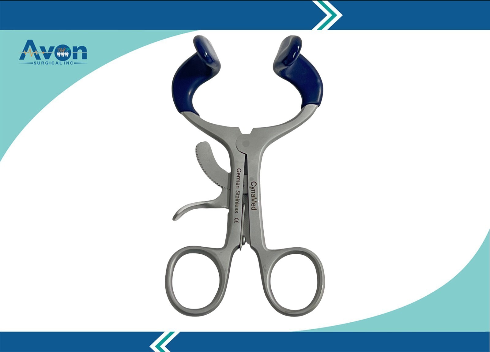 Set of 2 – Molt Mouth Gag 3.5″ + 4.5″ Dental Retractors with Silicone Tips Blue