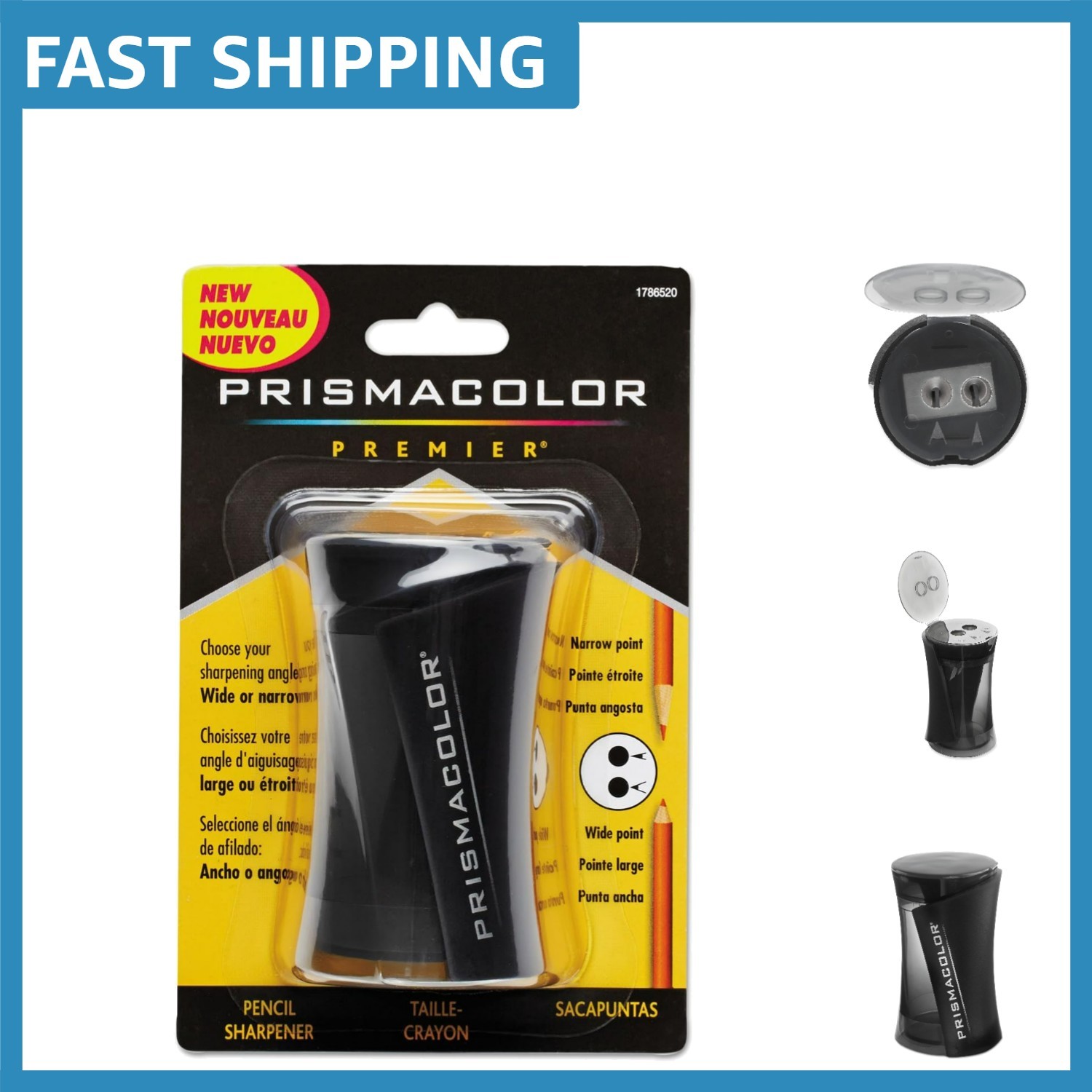 Hand-Powered Premier Pencil Sharpener – Stainless Steel and Portable Design