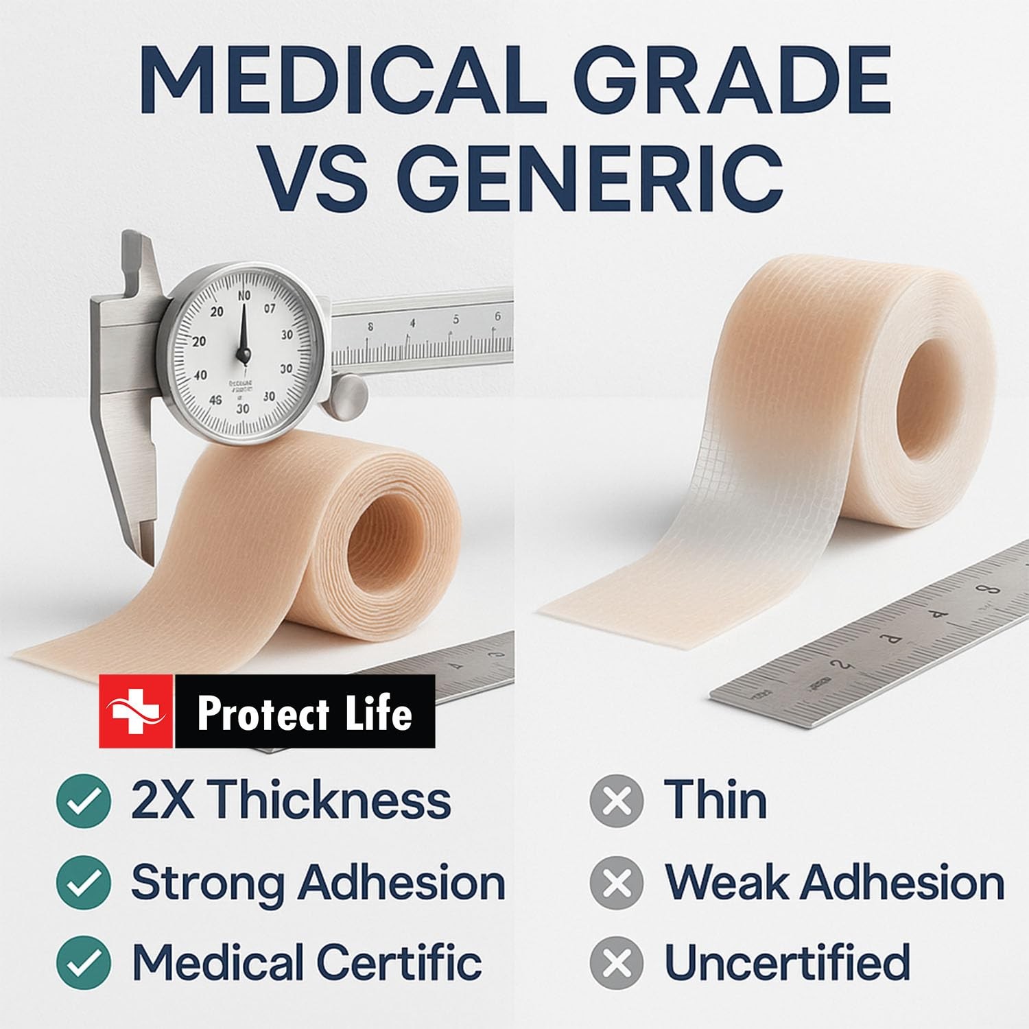 Medical Grade Silicone Scar Tape Advanced 1 pack, Beige Improved Formula