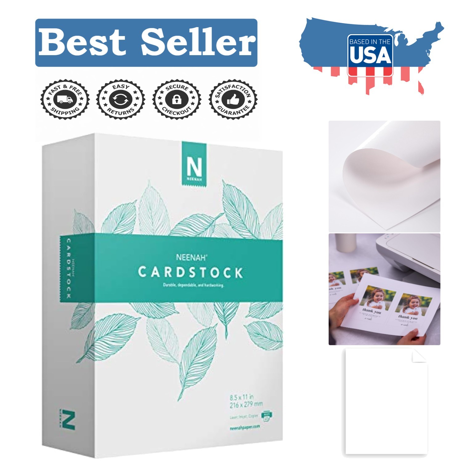 110 lb White Index Cardstock, 300 Sheets, 94 Brightness, 8.5″ x 11″