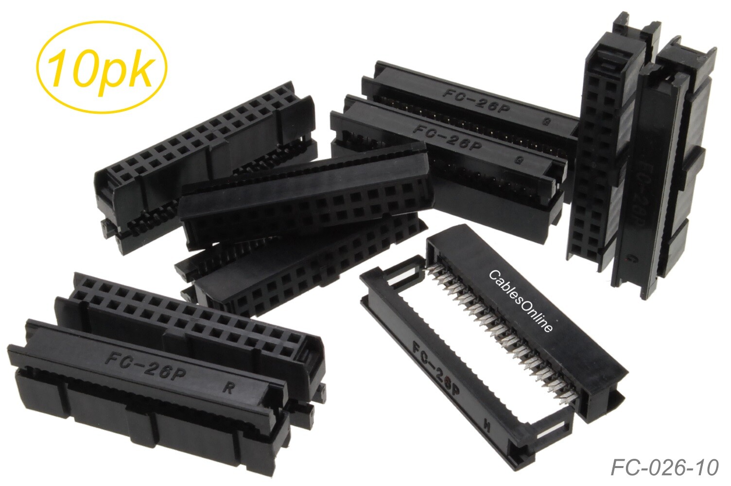 10-Pack 26-Pin (2×13) Female IDC 2.54mm Pitch Connectors for Flat Ribbon Cable