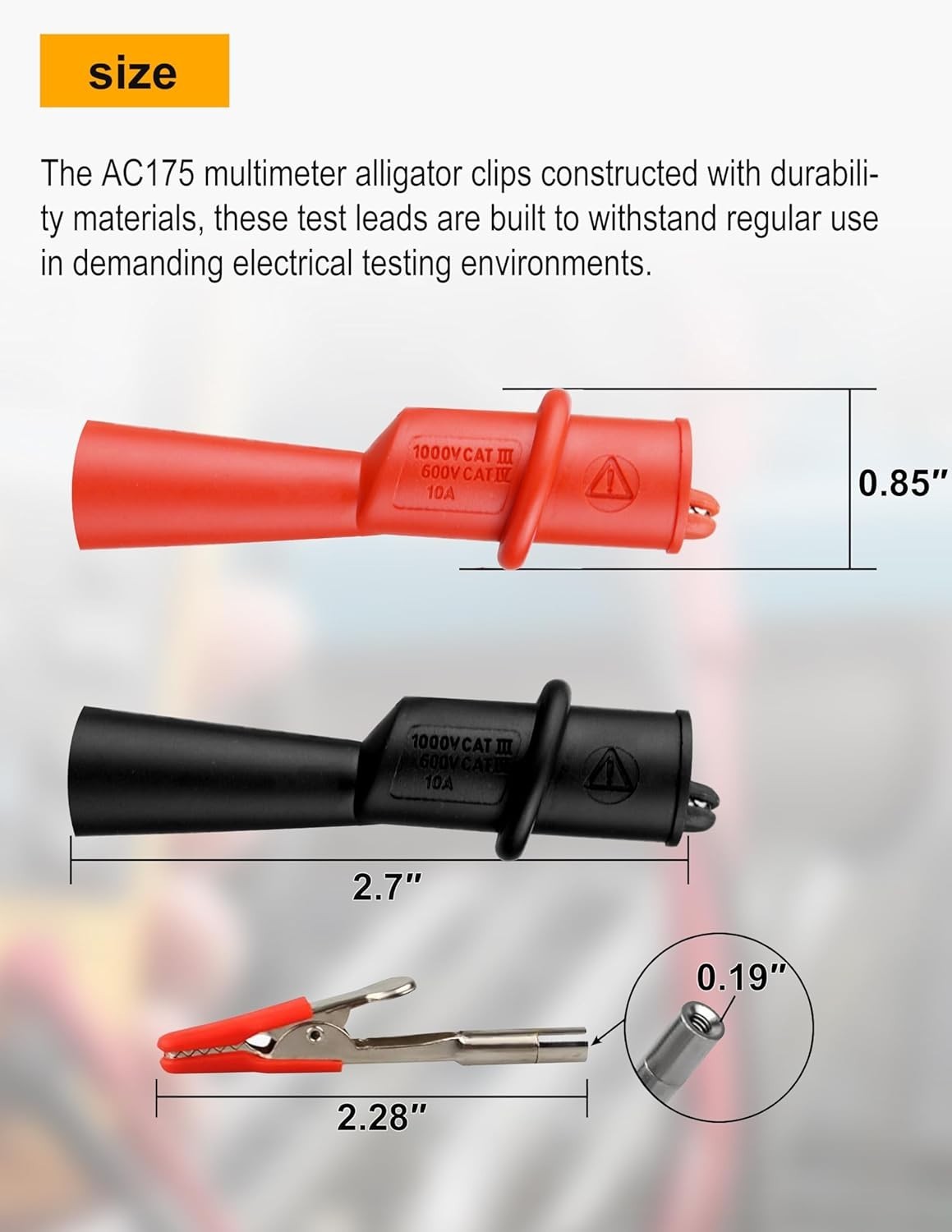 AC175 Slide-On Alligator Clip Set – Compatible with Fluke TL71 TL75 TL175