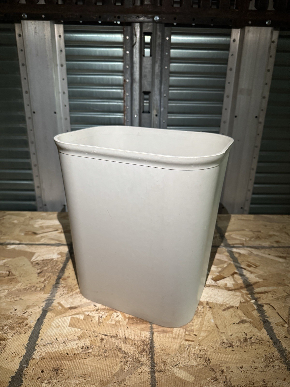 Hapco 7-Gal Rectangular Commerical Hotel/Office Fire Resistant Trash Can Beige