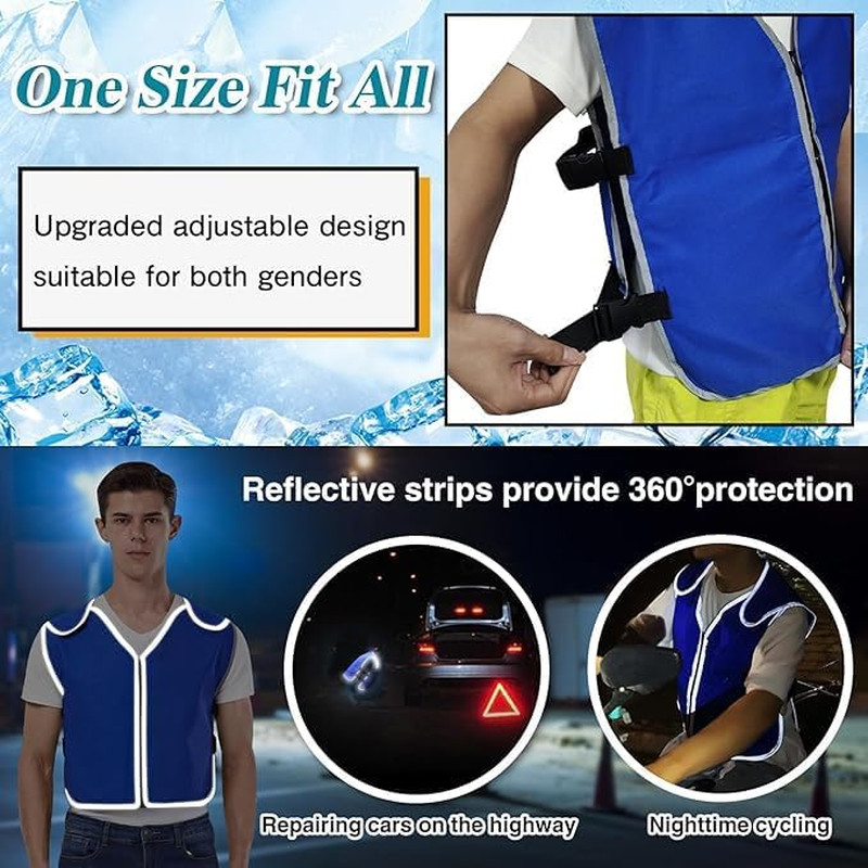 Cooling Vest with 24Pcs Ice Packs – Body Adjustable Cool Vest for Men Women
