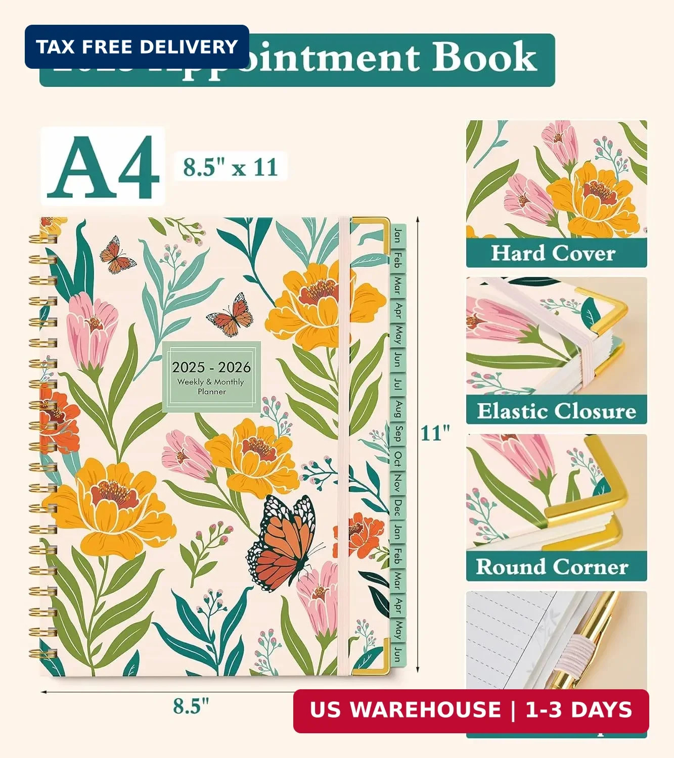 2026 Appointment Book, Hardcover Planner 12 Months Weekly and Monthly (January 2