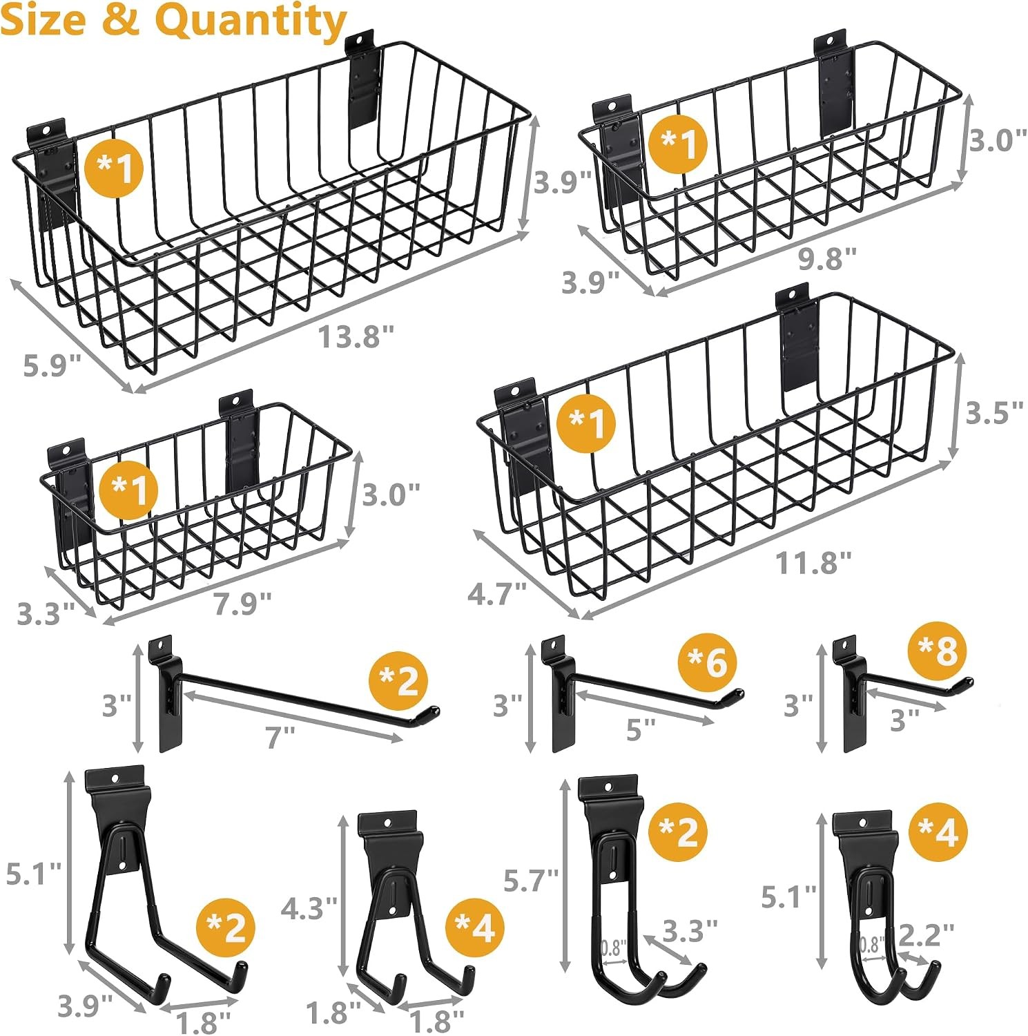 Heavy-Duty Slatwall Baskets & Hooks Slatwall Accessories Standard Slatwall