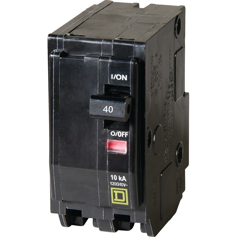 Square D QO QO240C Circuit Breaker, Mini, 40 A, 2 -Pole, 120/240 VAC, 48 VDC, Pl