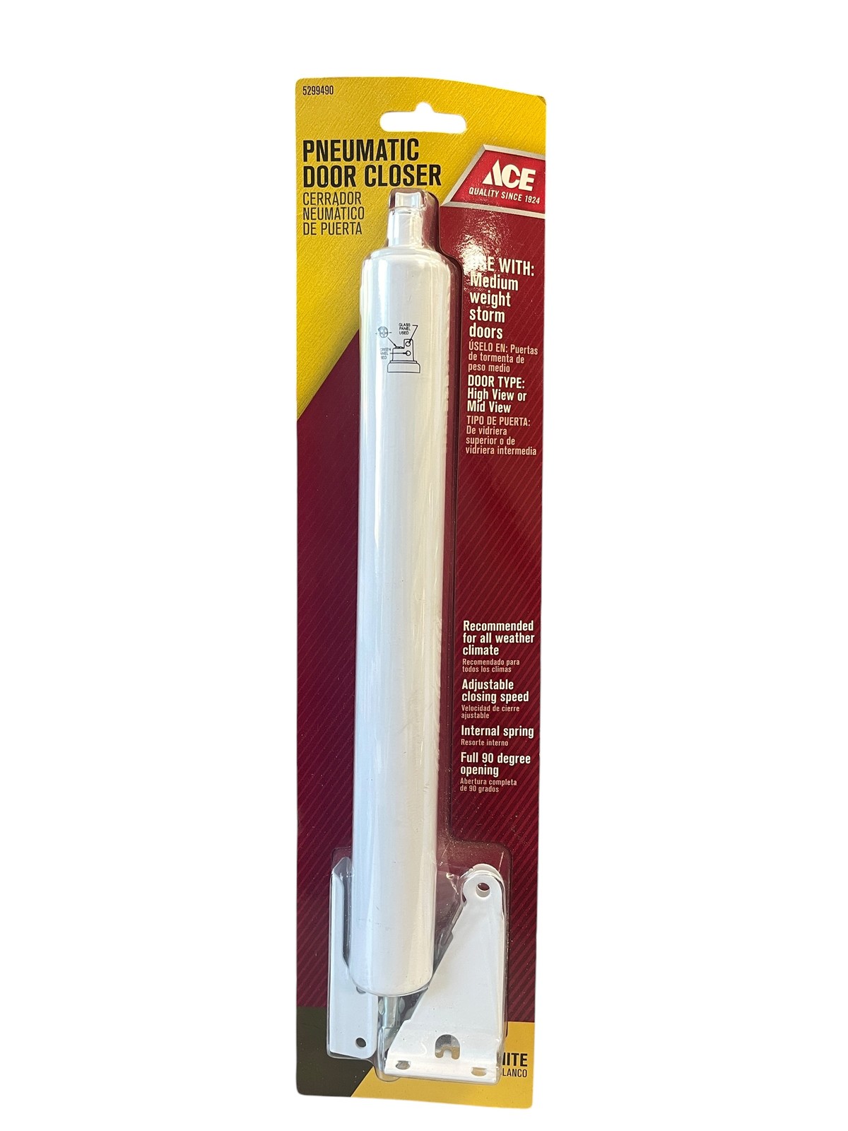 ACE Pneumatic Storm Door Closer White Adjustable Speed Medium Weight Doors