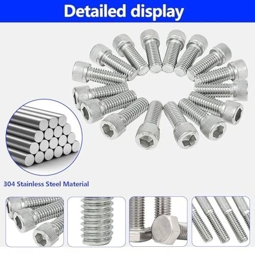 Stainless Steel Hex Bolt Kit for Ford 260 289 302 Engines – 228 Pcs Nuts & Bolts