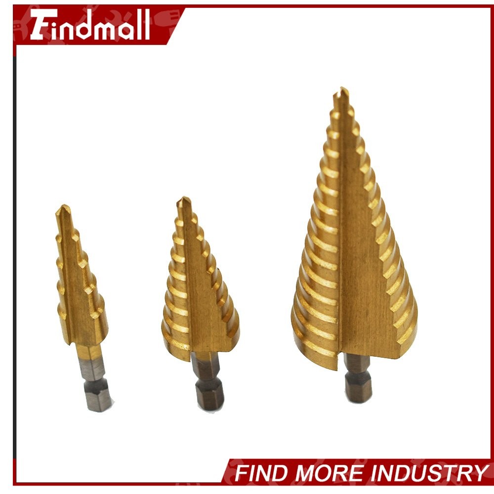 Findmall 3 Pcs 4-12/20/32mm Large HSS Steel Step Cone Drill Bit Set Hole Cutter