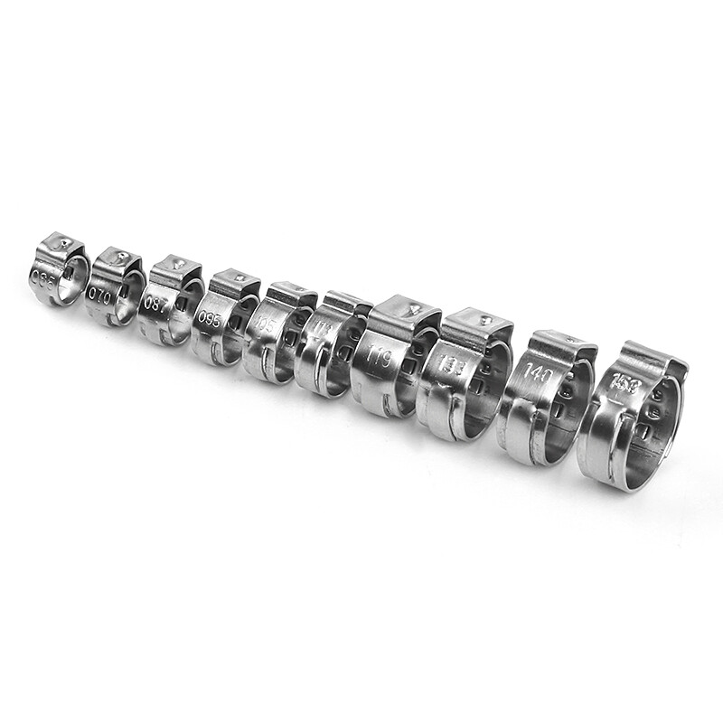 100PCS Assortment Hose Clamps Kit Stainless Steel Ear Cinch Ring Crimp Pinch Set