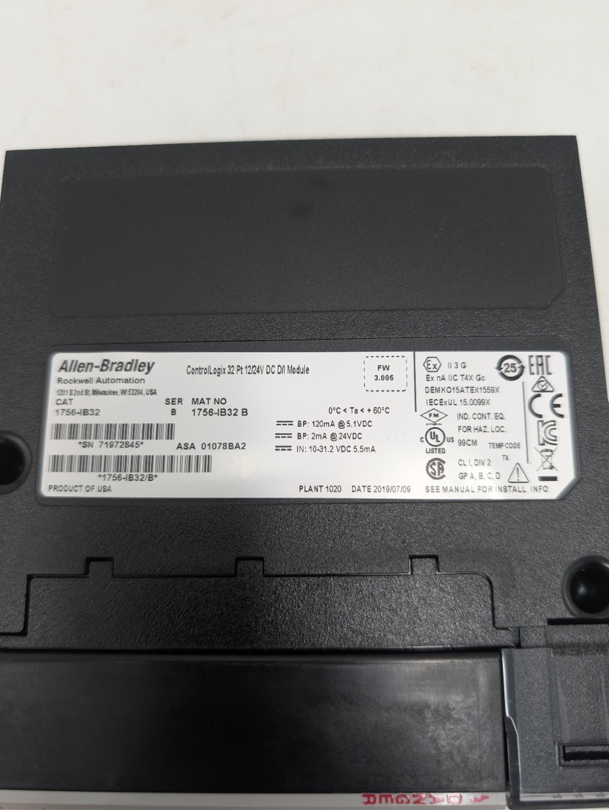 Allen-Bradley 1756-IB32 ControlLogix DC Input Module 24VDC