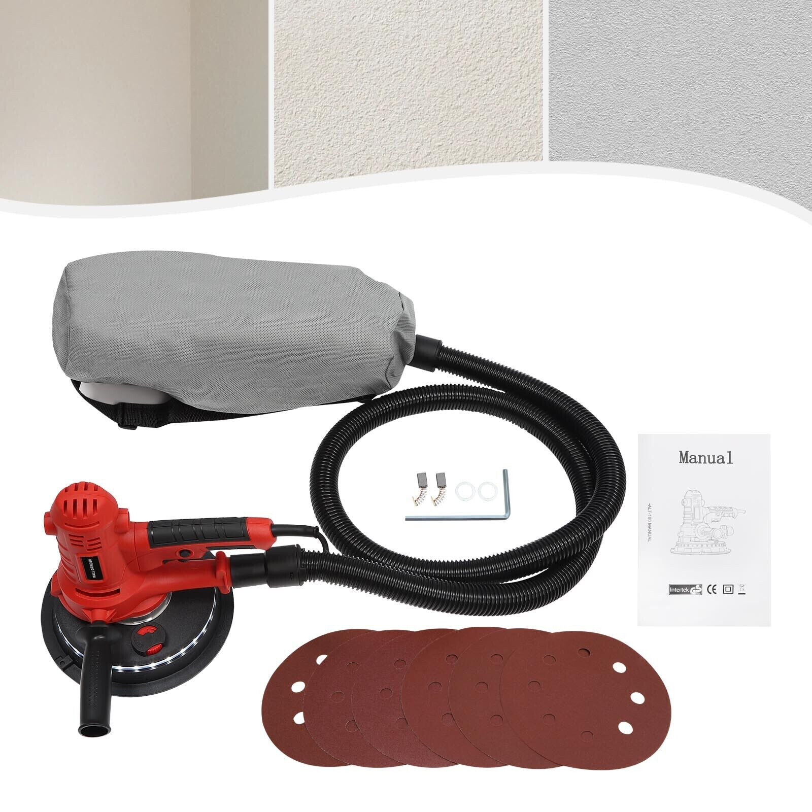 Drywall Sander 1200W Vacuum System Variable Speed 1200-2500rpm LED Strip Light