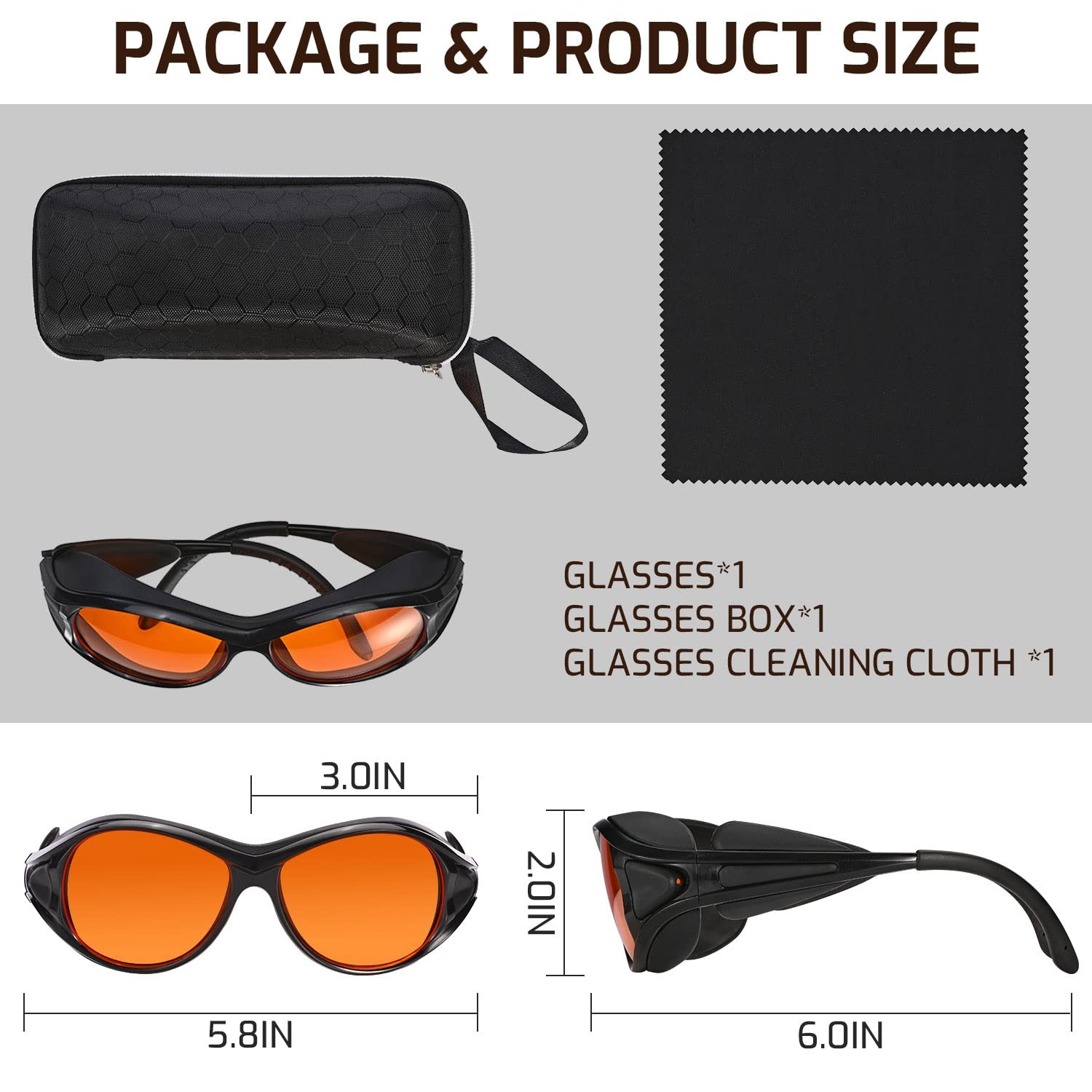 Professional UV Light Safety Glasses for 90nm-490nm One Size, Orange