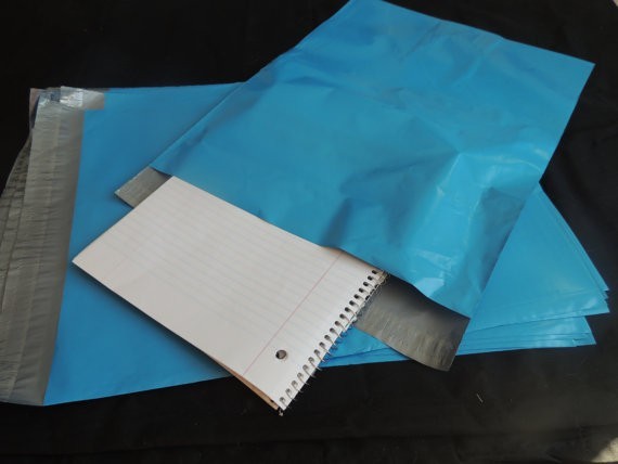 100 Blue 12×15 Flat Poly Postal Mailer Envelopes, Self Sealing USPS Shipping Bag