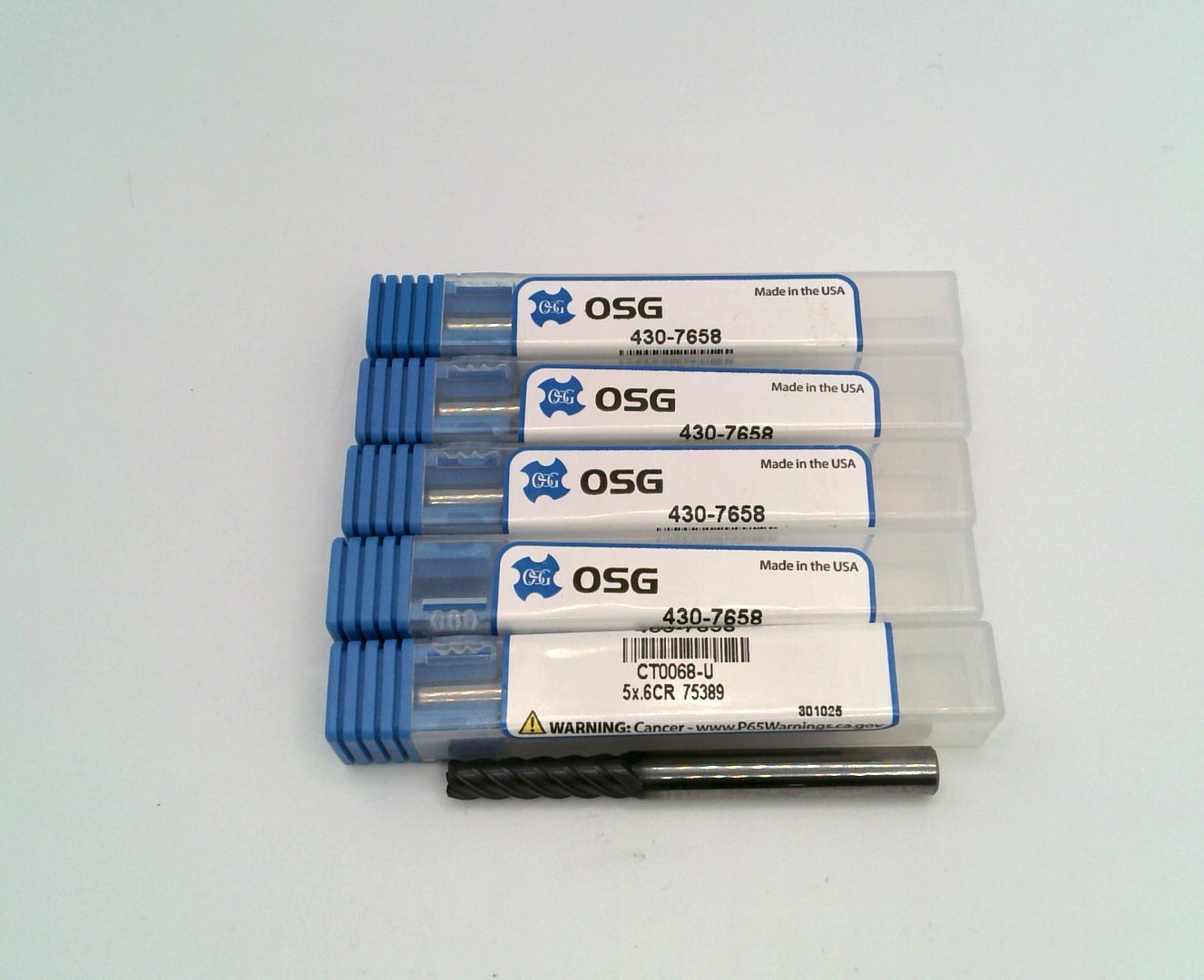 (5 pcs) New OSG 430-7658 5mm (0.1969″) x 0.6mm CR 5FL TiALN Carbide End Mil