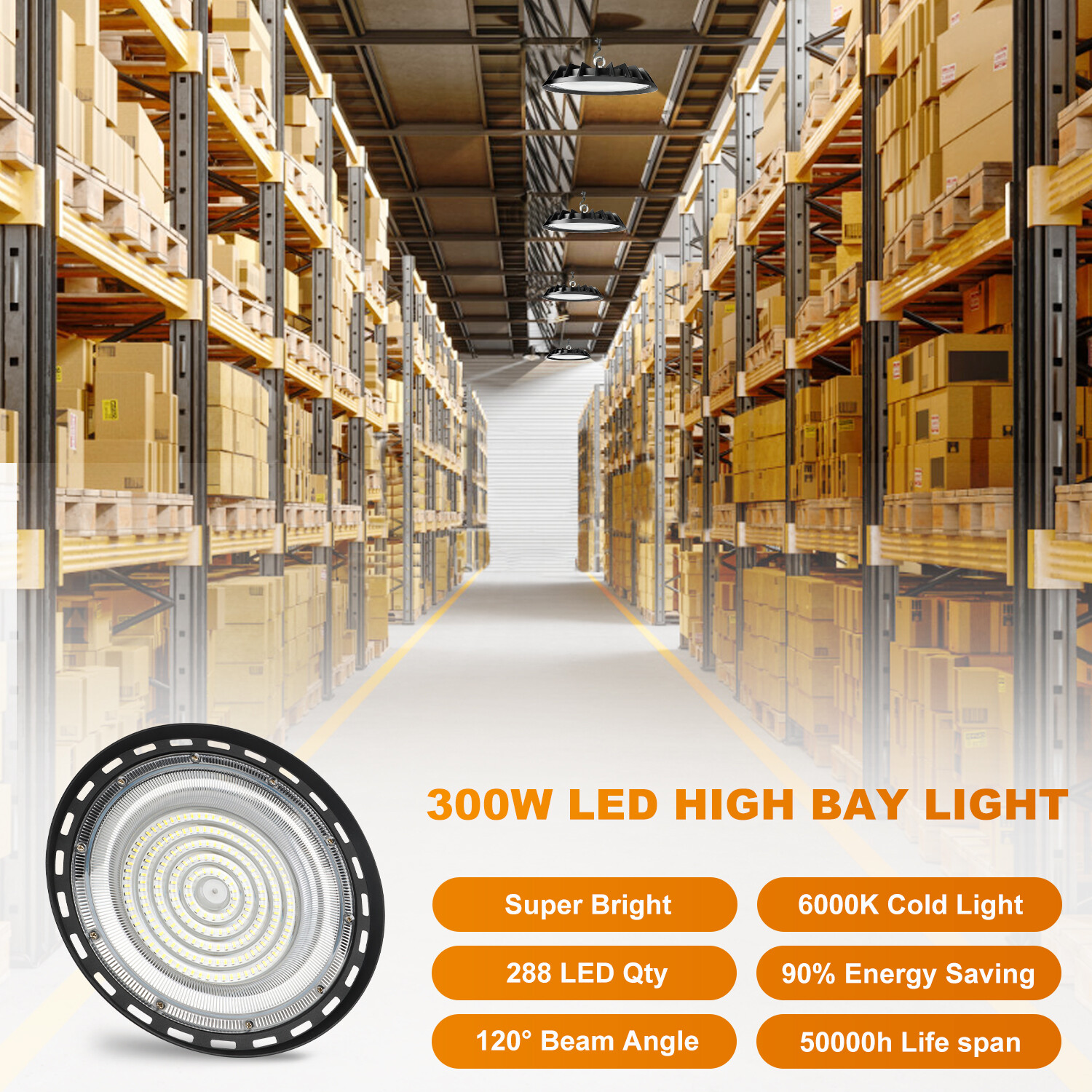 300W UFO Led High Bay Light Industrial Commercial Factory Warehouse Shop Light