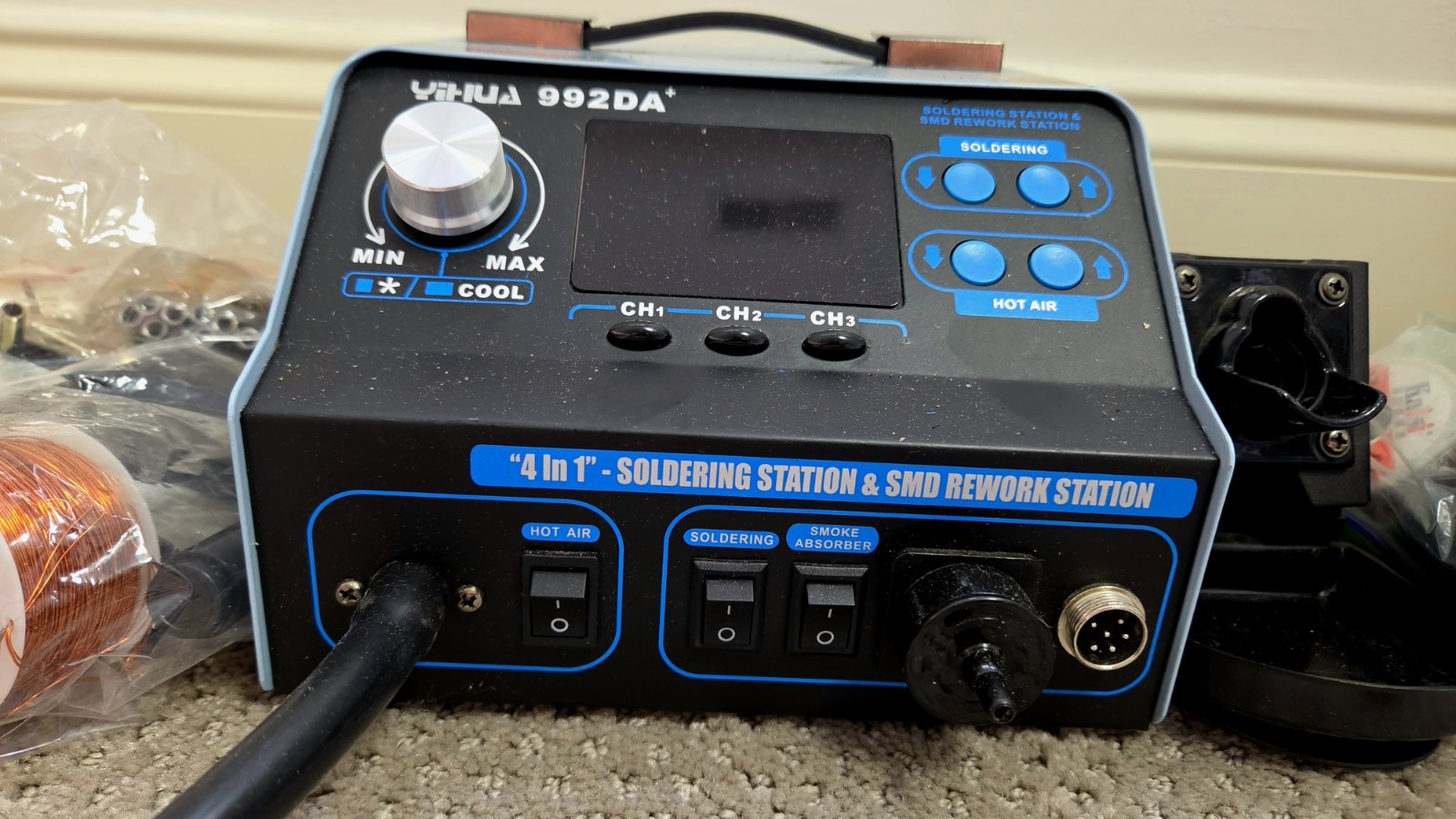 YIHUA 992DA+ 4-in-1 Soldering & SMD Rework Station Hot Air Station