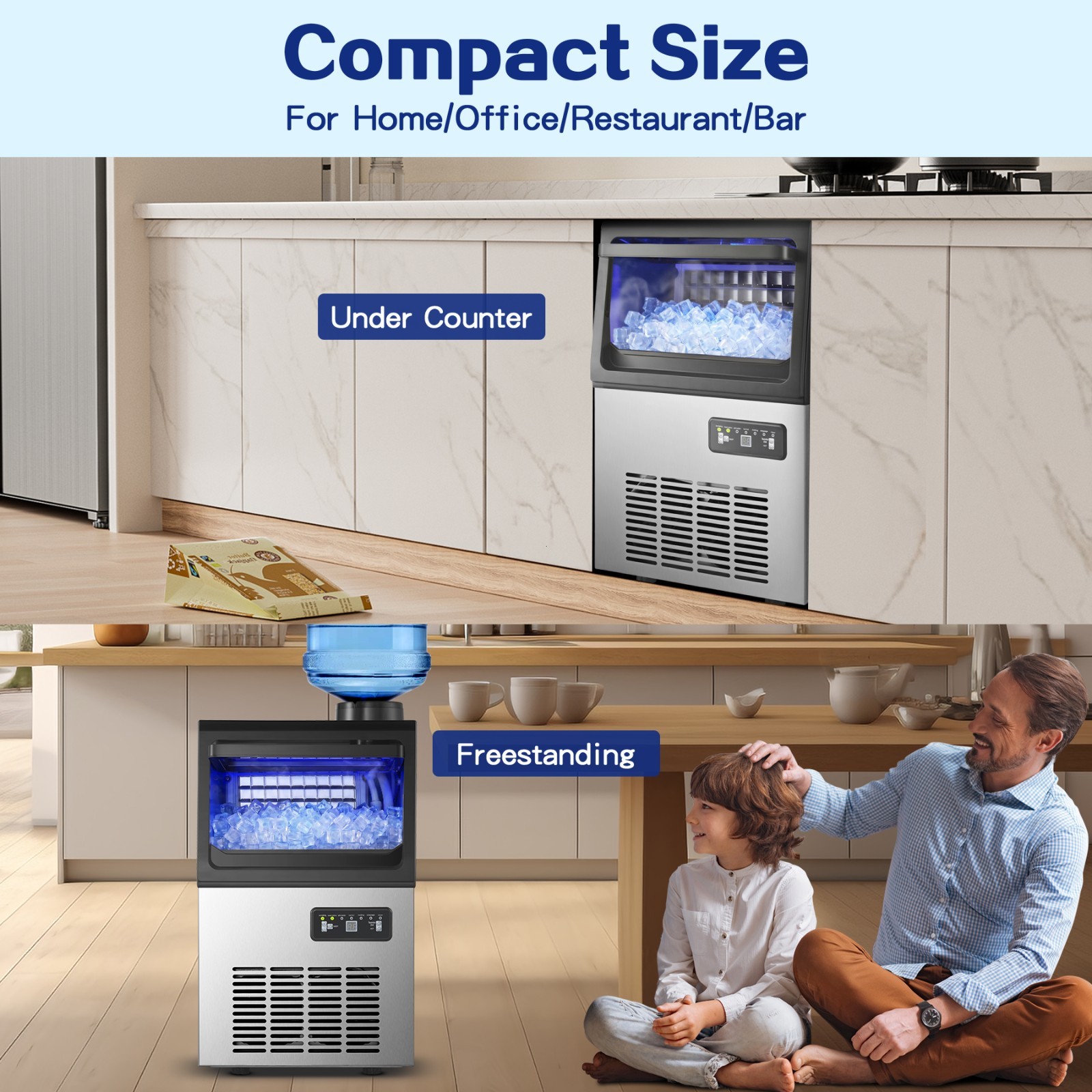 Zomagas Ice Machine Commercial 90lbs/24H Capacity Freestanding Under Counter