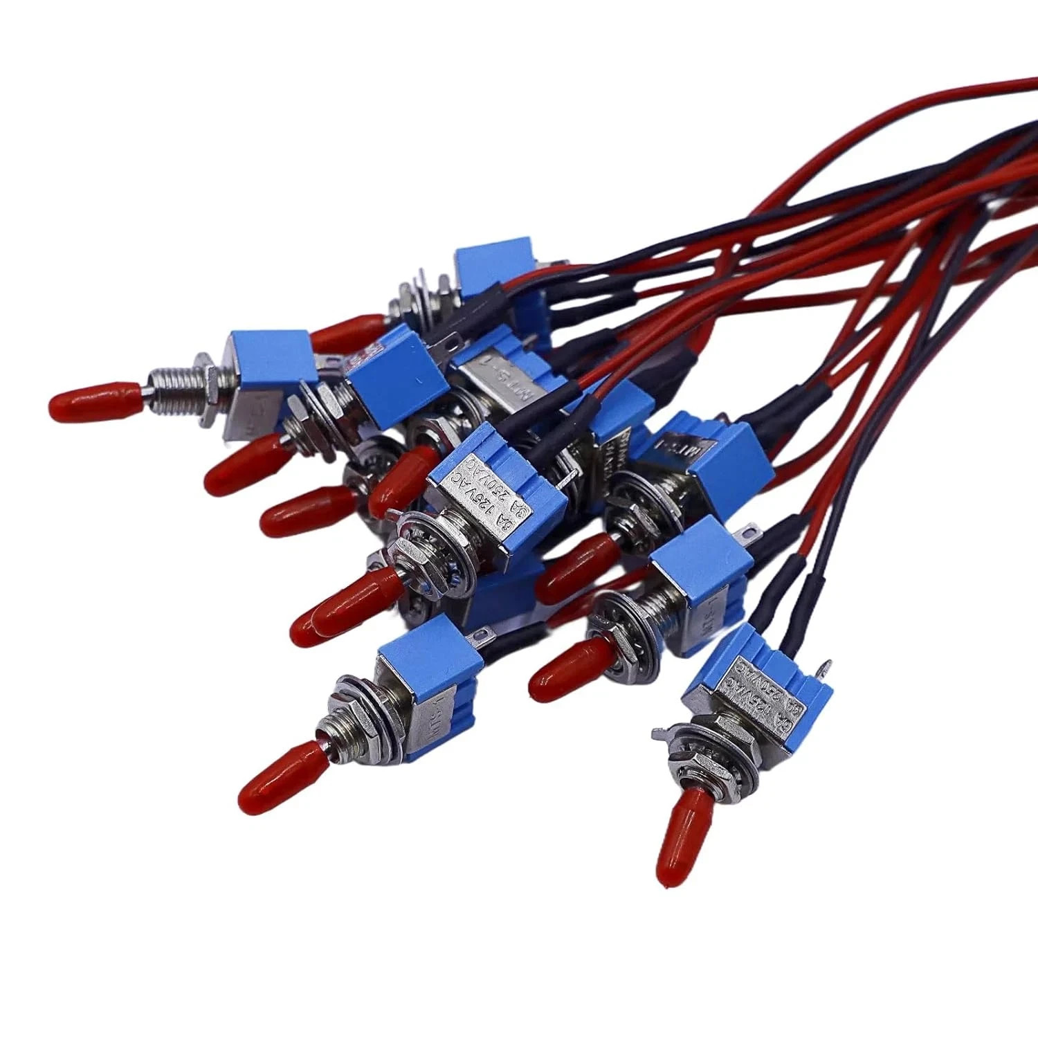 12PCS Mini Toggle Switch SPST with Pre-Soldered Wires 6A 3V/5V/12V/24V/72V/110V/