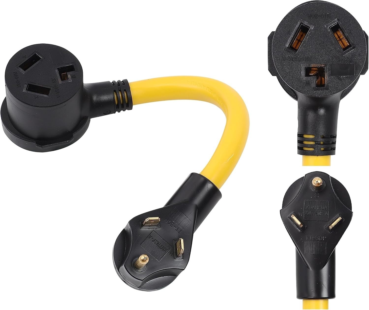 NEMA TT-30P to 10-30R 120V 30 Amp 3 Prong Male Plug to 3 Prong Power Cord Adapte