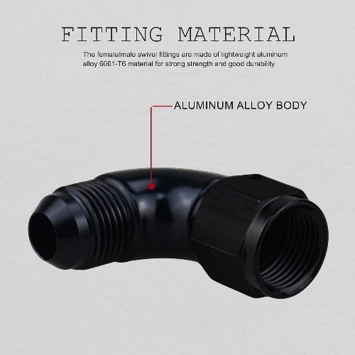 Male to Female Swivel 90 Degree Full Flow Fitting Adapter Coupler Aluminum Black